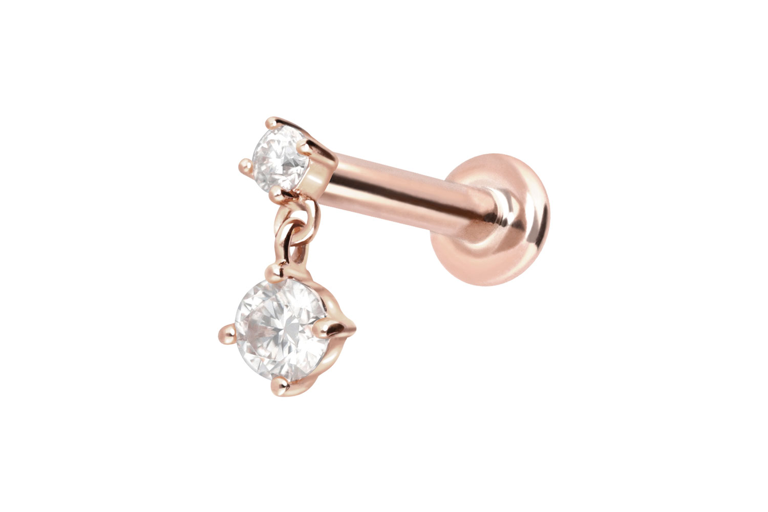 14 Karat Gold Labret Piercing mit Push Fit 2 MOISSANITE